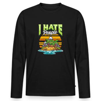 Cute & Funny I Hate People Beach Vacation Pun - Men's Premium Organic Long Sleeve Shirt - black - Front - Nico (187cm)