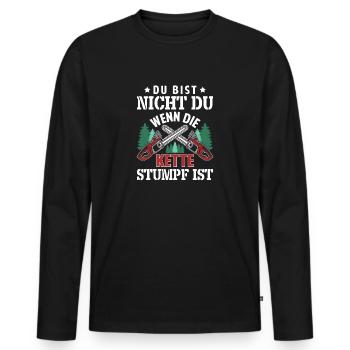 Du bist nicht du wenn die Kette stumpf ist - Männer Premium Bio Langarmshirt - Schwarz - Vorne - Nico (187cm)