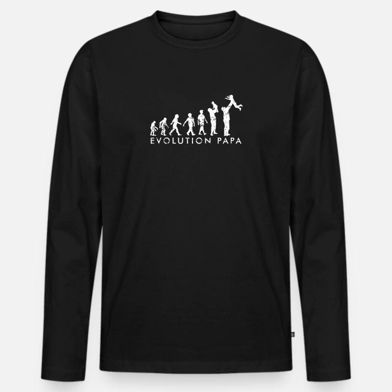 Evolution Vater und Kind Arm Geschenkidee Vatertag - Männer Premium Bio Langarmshirt - Schwarz