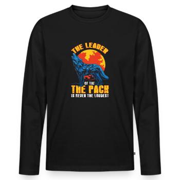 Le chef de la meute n'est jamais les loups les plus bruyants - T-shirt manches longues Premium bio Homme - noir - Devant - Nico (187cm)