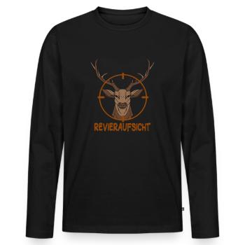 Revieraufsicht Jagd Spruch für Jäger Rotwild jagen - Männer Premium Bio Langarmshirt - Schwarz - Vorne - Nico (187cm)