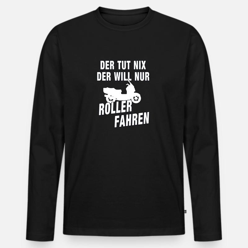 Motorroller Roller Rollerfahrer Geschenk - Männer Premium Bio Langarmshirt - Schwarz
