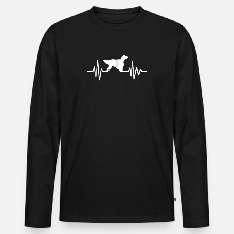 Heartbeat Englisch Setter - Männer Premium Bio Langarmshirt - Schwarz