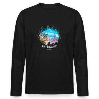 It shows the wonderful city of Brisbane design - Men's Premium Organic Long Sleeve Shirt - black - Front - Nico (187cm)