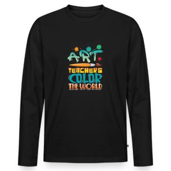 Art professeur donner de la couleur au monde - T-shirt manches longues Premium bio Homme - noir - Devant - Nico (187cm)
