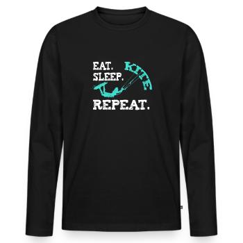 Kiteboarding Kite Kiten Design Eat Sleep Kite Kite - T-shirt manches longues Premium bio Homme - noir - Devant - Nico (187cm)