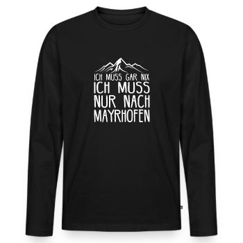 Mayrhofen Österreich Skifahren Geschenkidee - Männer Premium Bio Langarmshirt - Schwarz - Vorne - Nico (187cm)