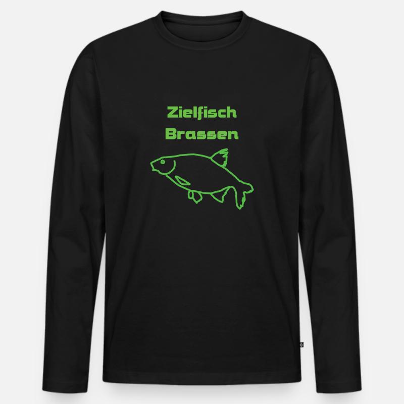 Zielfisch Brassen - Männer Premium Bio Langarmshirt - Schwarz