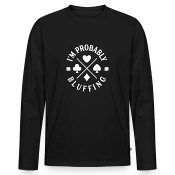 Poker Bluffing Funny Apparel - T-shirt manches longues Premium bio Homme - noir - Devant - Nico (187cm)