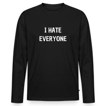 Ich hasse jeden - Männer Premium Bio Langarmshirt - Schwarz - Vorne - Nico (187cm)