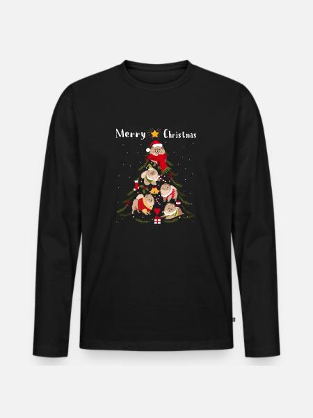 Christmas Tree Pomeranian Dog lovers - Men's Premium Organic Long Sleeve Shirt - black