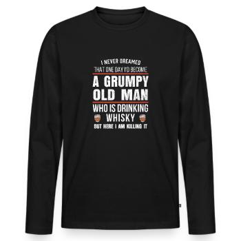 Mens Whiskey Gift For Bourbon Drinkers Funny - Men's Premium Organic Long Sleeve Shirt - black - Front - Nico (187cm)