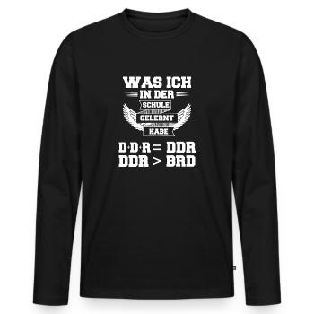 DDR Ostdeutschland im Osten Ossi - Männer Premium Bio Langarmshirt - Schwarz - Vorne - Nico (187cm)