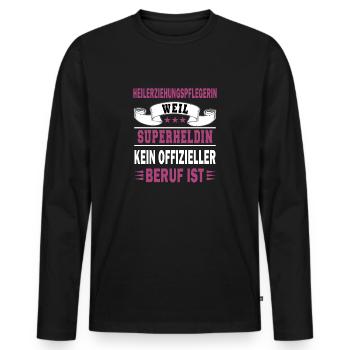 HEP | Heilerziehungspflegerin - Männer Premium Bio Langarmshirt - Schwarz - Vorne - Nico (187cm)