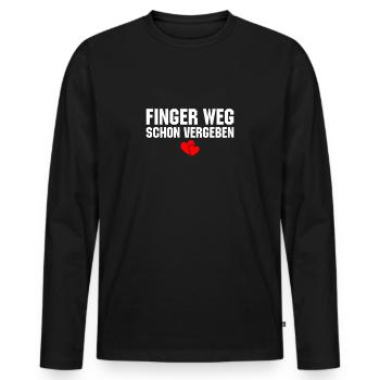 Finger weg schon vergeben - Männer Premium Bio Langarmshirt - Schwarz - Vorne - Nico (187cm)