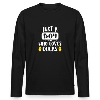 Just a boy who loves ducks - Men's Premium Organic Long Sleeve Shirt - black - Front - Nico (187cm)