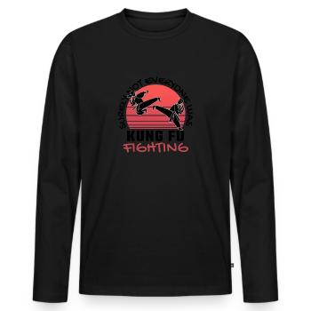 Surely Not Everyone Was Kung Fu Fighting Geschenk - Männer Premium Bio Langarmshirt - Schwarz - Vorne - Nico (187cm)