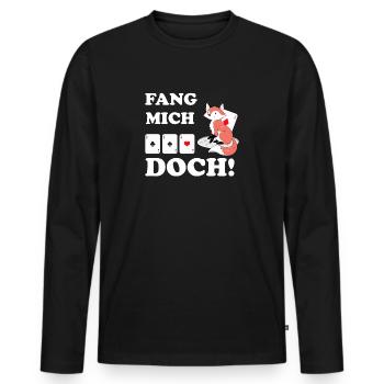 Doppelkopf Fang mich doch Fuchs Schafkopf Geschenk - Männer Premium Bio Langarmshirt - Schwarz - Vorne - Nico (187cm)