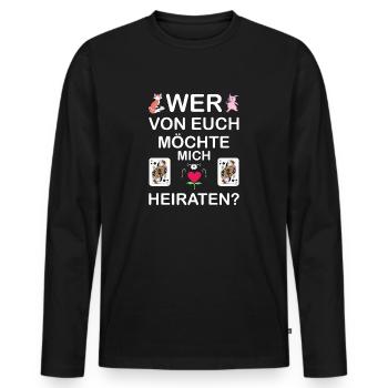 Doppelkopf Hochzeit Dame Fuchs Stammtisch Geschenk - Männer Premium Bio Langarmshirt - Schwarz - Vorne - Nico (187cm)