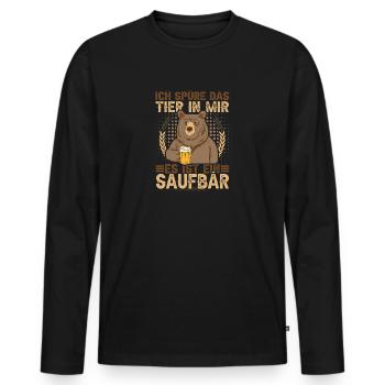 Ich spüre das Tier Saufbär Vatertag Papa Geschenk - Männer Premium Bio Langarmshirt - Schwarz - Vorne - Nico (187cm)