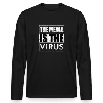 Das Medium ist das Virus - Männer Premium Bio Langarmshirt - Schwarz - Vorne - Nico (187cm)