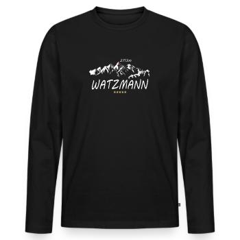 Watzmann Herz Wandern Berge Damen Alpen Geschenk - Männer Premium Bio Langarmshirt - Schwarz - Vorne - Nico (187cm)