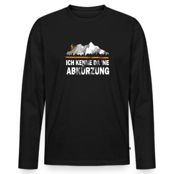 Mountainbike Ich kenn da eine Abkürzung - Männer Premium Bio Langarmshirt - Schwarz - Vorne - Nico (187cm)