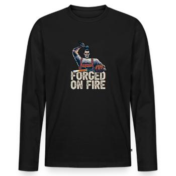 Schmied Forged In Fire Schmiedekunst Metallbauer - Männer Premium Bio Langarmshirt - Schwarz - Vorne - Nico (187cm)