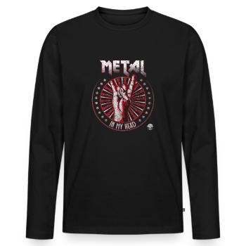 Metal In My Head - Men's Premium Organic Long Sleeve Shirt - black - Front - Nico (187cm)