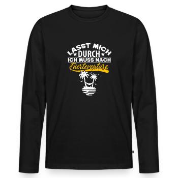 Fuerteventura Urlaub Urlaubsreise Reise Geschenk - Männer Premium Bio Langarmshirt - Schwarz - Vorne - Nico (187cm)