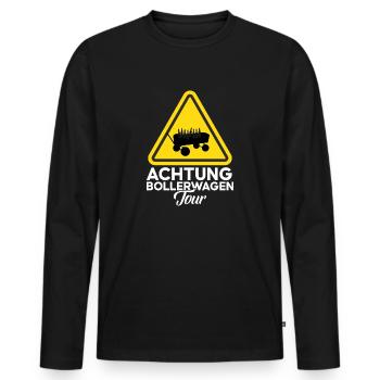 Achtung Bollerwagen Tour Vatertag Bier Saufen Tour - Männer Premium Bio Langarmshirt - Schwarz - Vorne - Nico (187cm)