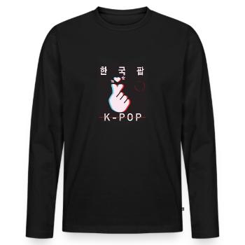 K-Pop Saranghae Aesthetic Korean... K-Pop - Men's Premium Organic Long Sleeve Shirt - black - Front - Nico (187cm)