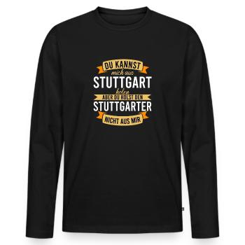 Stuttgart Stuttgarter aus mir Spruch - Männer Premium Bio Langarmshirt - Schwarz - Vorne - Nico (187cm)