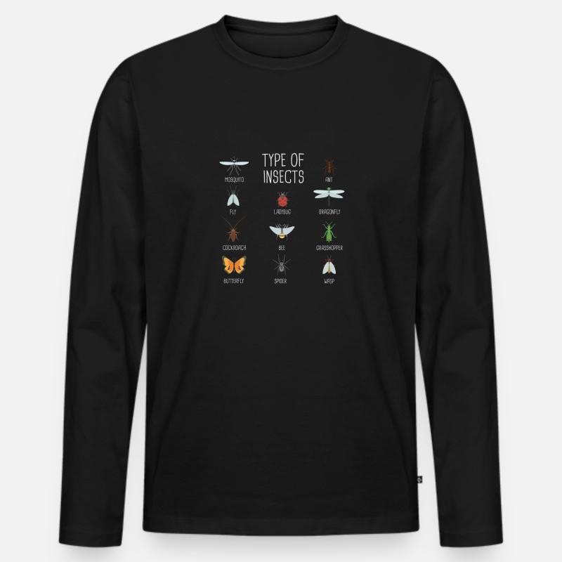 Kids Types Of Insects Bug Identification Science - Männer Premium Bio Langarmshirt - Schwarz
