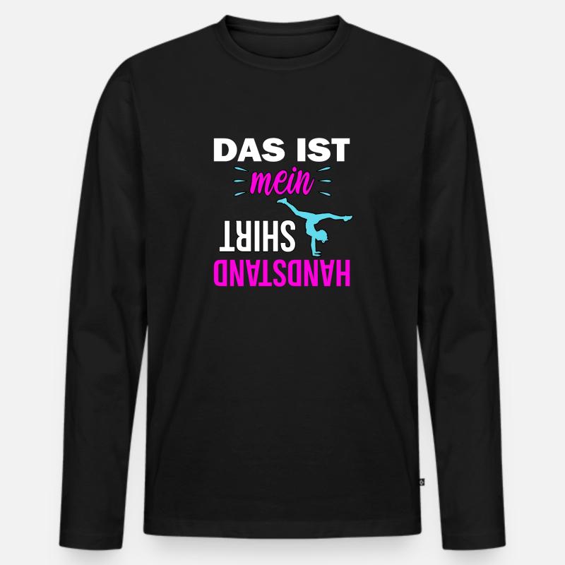 Handstand Mädchen Akrobatik - Männer Premium Bio Langarmshirt - Schwarz