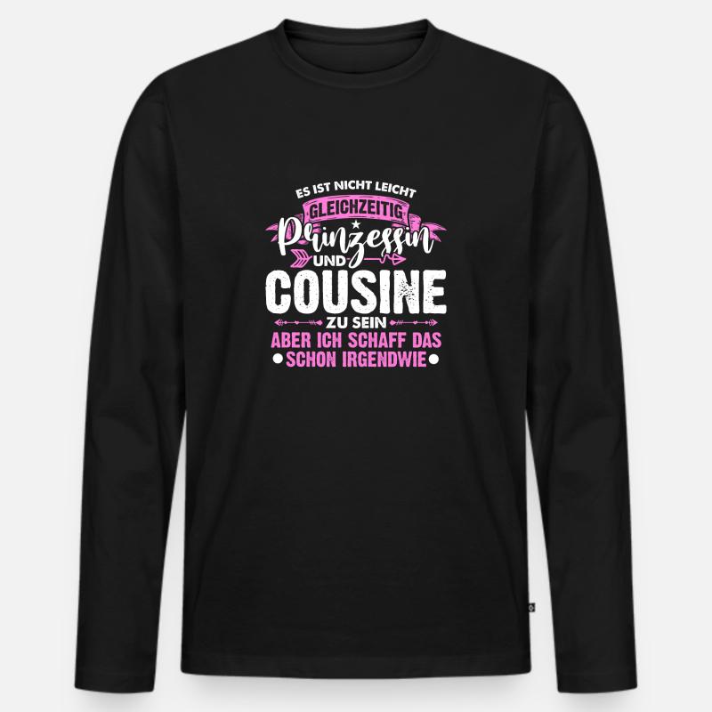 Kinder Ich werde Große Cousine & Prinzessin 2022 - Männer Premium Bio Langarmshirt - Schwarz