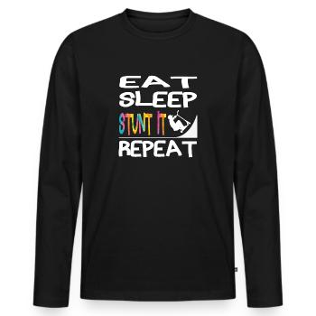 Eat Sleep Stunt it Repeat Scooter Stunt Kids - Men's Premium Organic Long Sleeve Shirt - black - Front - Nico (187cm)