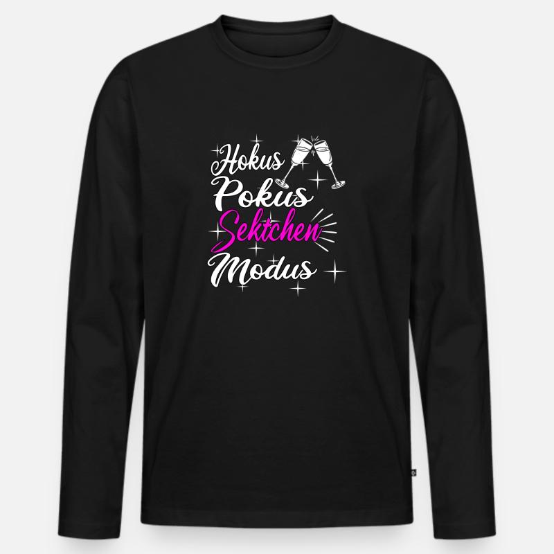 Sekt Spruch - Männer Premium Bio Langarmshirt - Schwarz