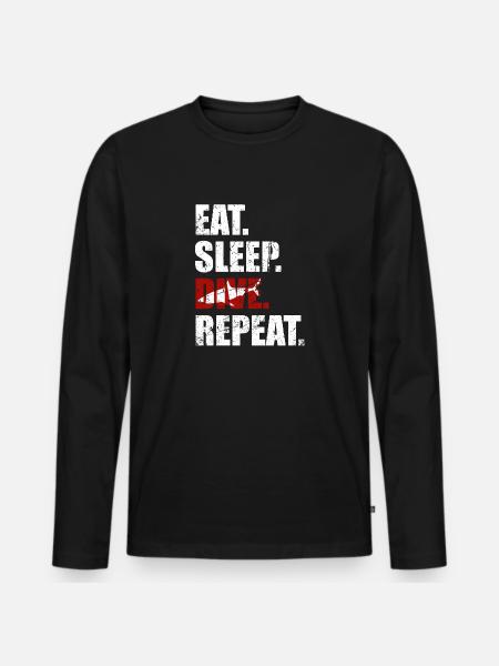 Eat sleep dive repeat plongeurs - T-shirt manches longues Premium bio Homme - noir