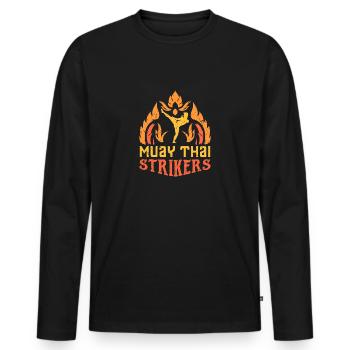 Muay Thai Striker T-Shirt "Muay Thai" - Men's Premium Organic Long Sleeve Shirt - black - Front - Nico (187cm)
