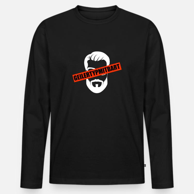 Bart Bartträger Mann Bärte - Männer Premium Bio Langarmshirt - Schwarz
