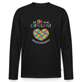 Sensibilisation à l’autisme C’est ok pour être différent - T-shirt manches longues Premium bio Homme - noir - Devant - Nico (187cm)