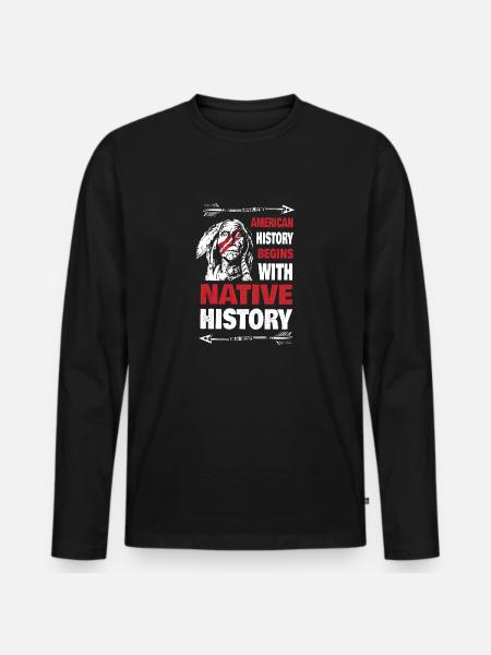 Native American History Apparel - Men's Premium Organic Long Sleeve Shirt - black