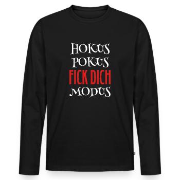 Hokus Pokus Fick dich Modus - Männer Premium Bio Langarmshirt - Schwarz - Vorne - Nico (187cm)
