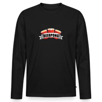 Beerpong Beer Beer pong Drinking Game Drinking Red Cups - Men's Premium Organic Long Sleeve Shirt - black - Front - Nico (187cm)
