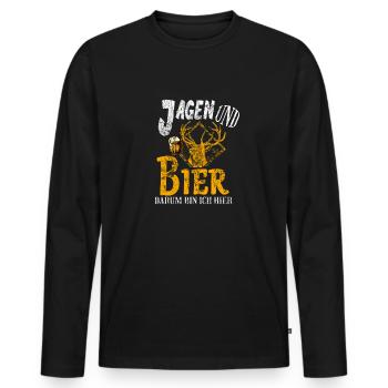 Jagd Jäger Evolution Hirsch Waidmann Lustig Spruch - Männer Premium Bio Langarmshirt - Schwarz - Vorne - Nico (187cm)