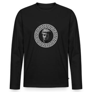 Sparta Grecs Dessins Symboles Tribal Statue - T-shirt manches longues Premium bio Homme - noir - Devant - Nico (187cm)