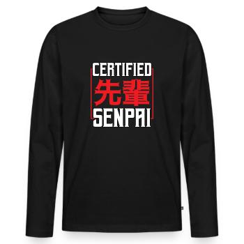 Certifié Senpai Aesthetic Anime Manga Japonais - T-shirt manches longues Premium bio Homme - noir - Devant - Nico (187cm)