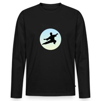 Qigong Tai Chi Yin qi gong Meditation - Men's Premium Organic Long Sleeve Shirt - black - Front - Nico (187cm)
