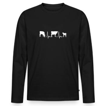 Herzschlag Kühe - Männer Premium Bio Langarmshirt - Schwarz - Vorne - Nico (187cm)